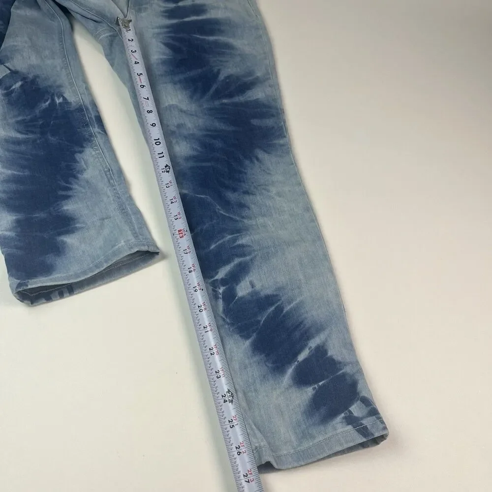 J Jill Denim High Rise Cropped Jeans 4 Blue Tie Dye Grunge Festival Coastal Boho